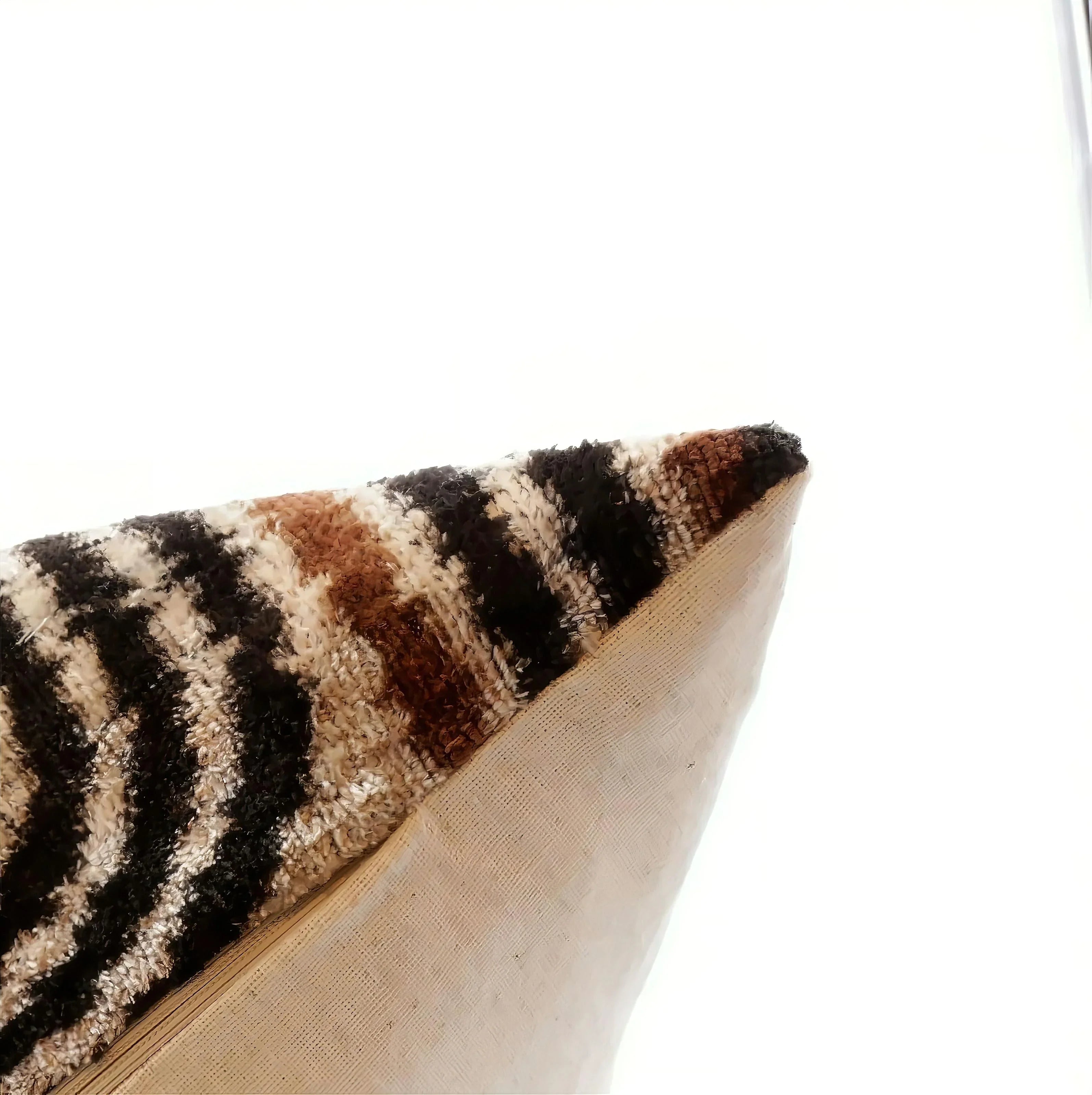 Handmade Modern Geometric Silk Velvet Throw Pillow - 16x24, Black and Cream with Down Feather Insert Canvello