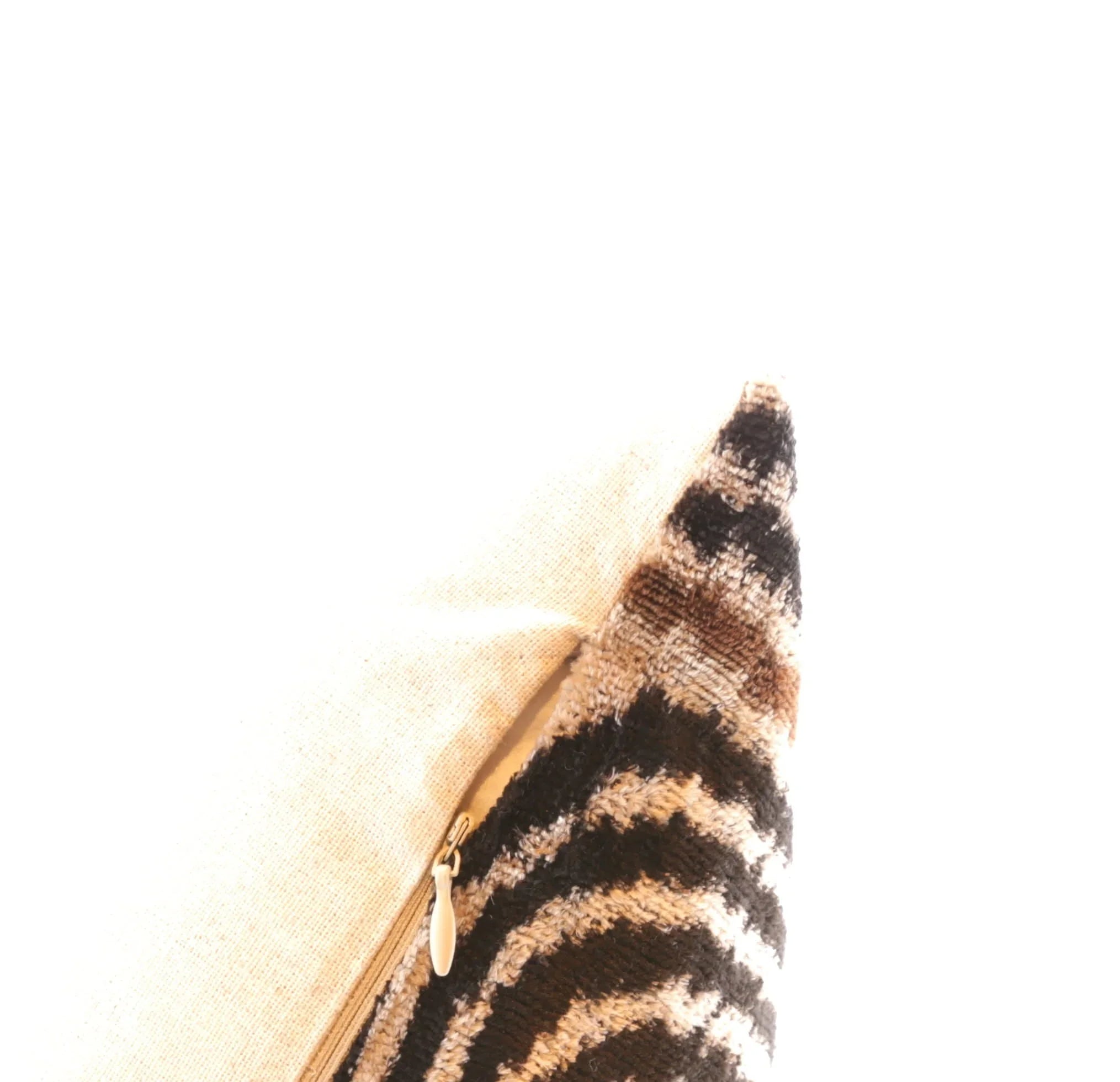 Handmade Modern Geometric Silk Velvet Throw Pillow - 16x24, Black and Cream with Down Feather Insert Canvello