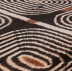 Handmade Modern Geometric Silk Velvet Throw Pillow - 16x24, Black and Cream with Down Feather Insert Canvello