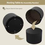 23.6" Vertical Grain Round Wooden Coffee Tables, Modern Nesting Coffee Table Set of 2, Indoor Side Table... - House Of Avana