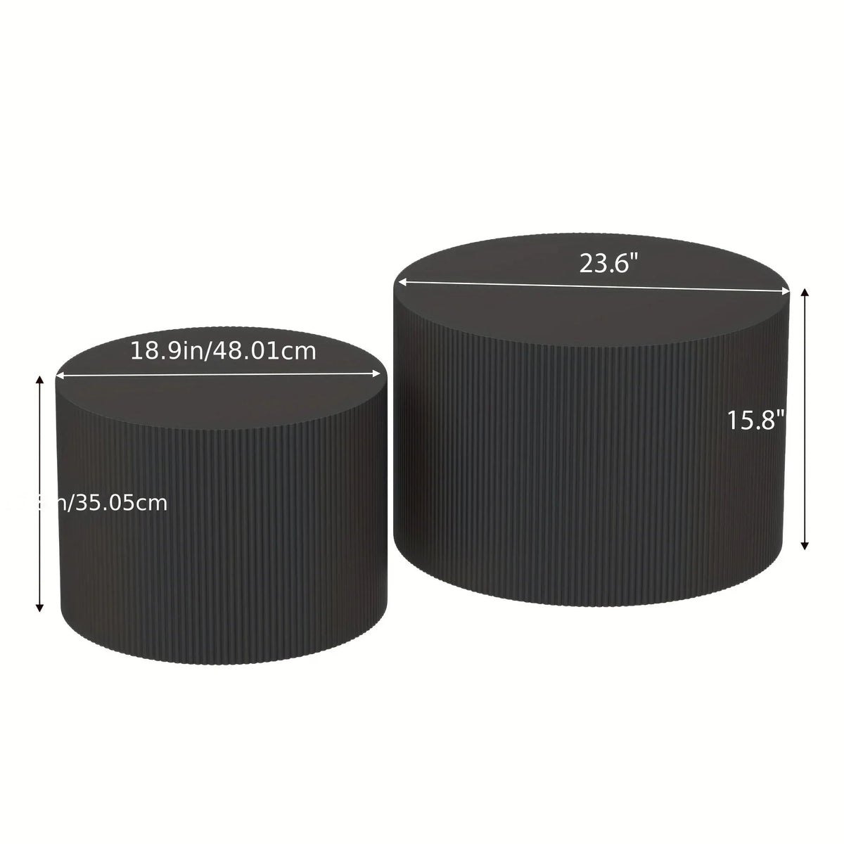 23.6" Vertical Grain Round Wooden Coffee Tables, Modern Nesting Coffee Table Set of 2, Indoor Side Table... - House Of Avana [[SKU:HOA-COF-018]]