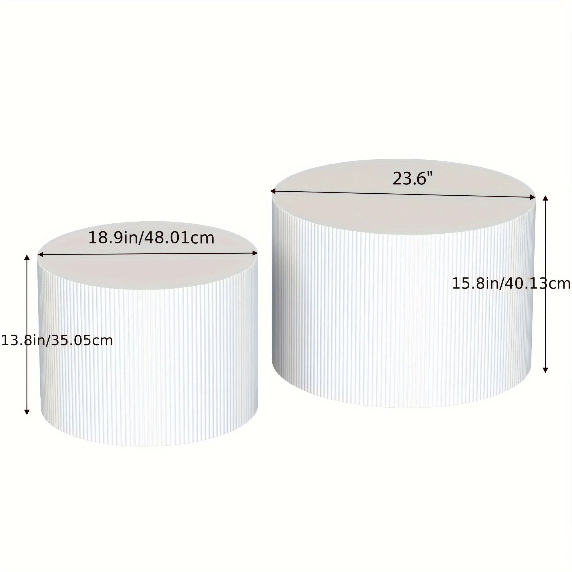 23.6" Vertical Grain Round Wooden Coffee Tables, Modern Nesting Coffee Table Set of 2, Indoor Side Table... - House Of Avana