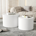 23.6" Vertical Grain Round Wooden Coffee Tables, Modern Nesting Coffee Table Set of 2, Indoor Side Table... - House Of Avana [[SKU:HOA-COF-018]]