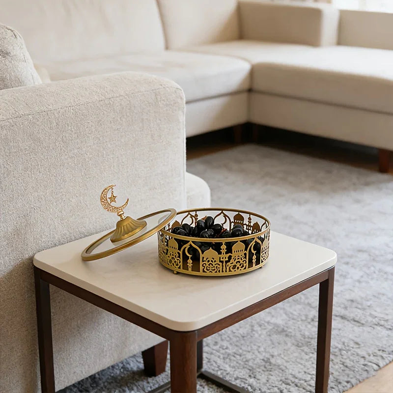 Storage Tray - Geometric Golden with Lid