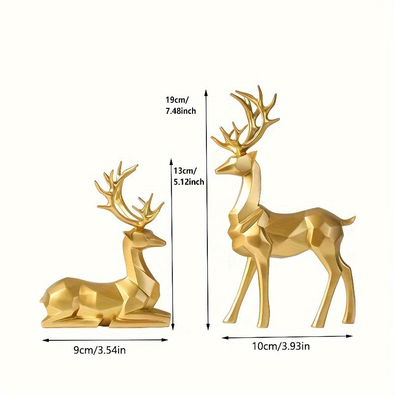 2pcs/set of reindeer, Christmas and New Year wedding small statue decoration, office desk, home decoration crafts, room decoration reindeer and TV cabinet creative reindeer accessories, perfect living room and warm decoration House Of Avana