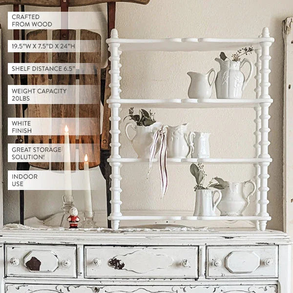 24 Inch White Spindle Wood Shelf Decor Steals