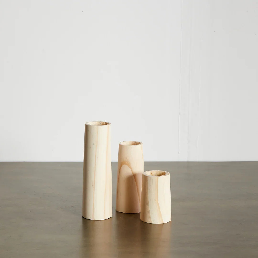 Cylinder Eucalyptus Wood Tealight Candle Holder Kanju Interiors