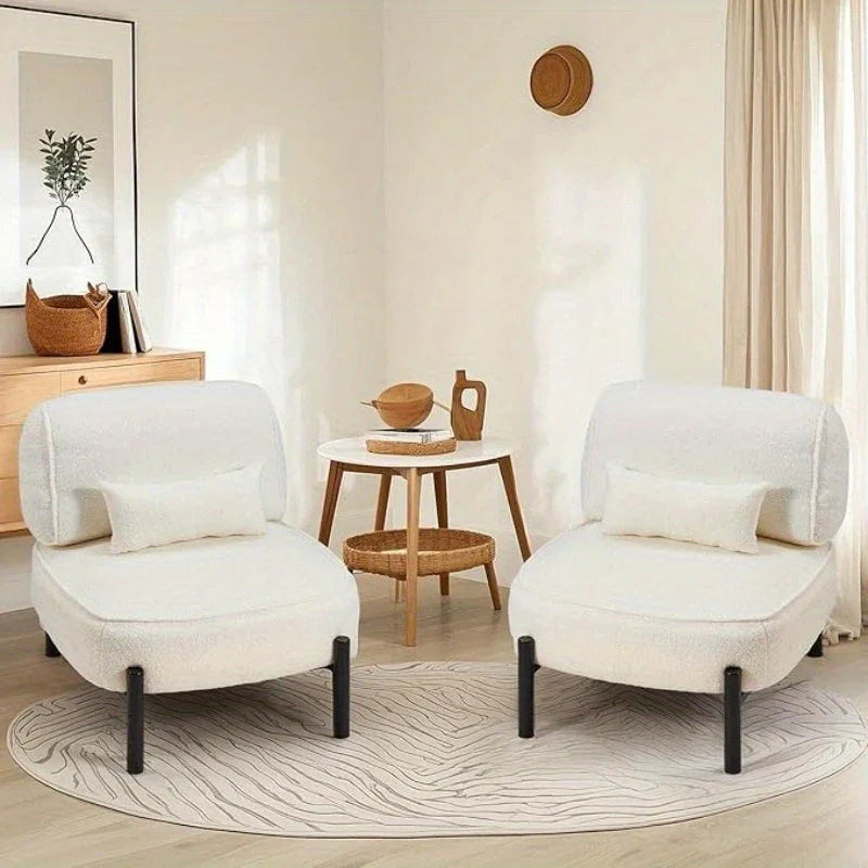 [Plush Extra Large Accent Chair] Plush Extra Large Mid Century Modern Accent Chair | Teddy Fabric Lounge Chair with Pillow, Sturdy Metal Frame (350lb) - Reading Armchair for Living Room, Bedroom & Office House Of Avana