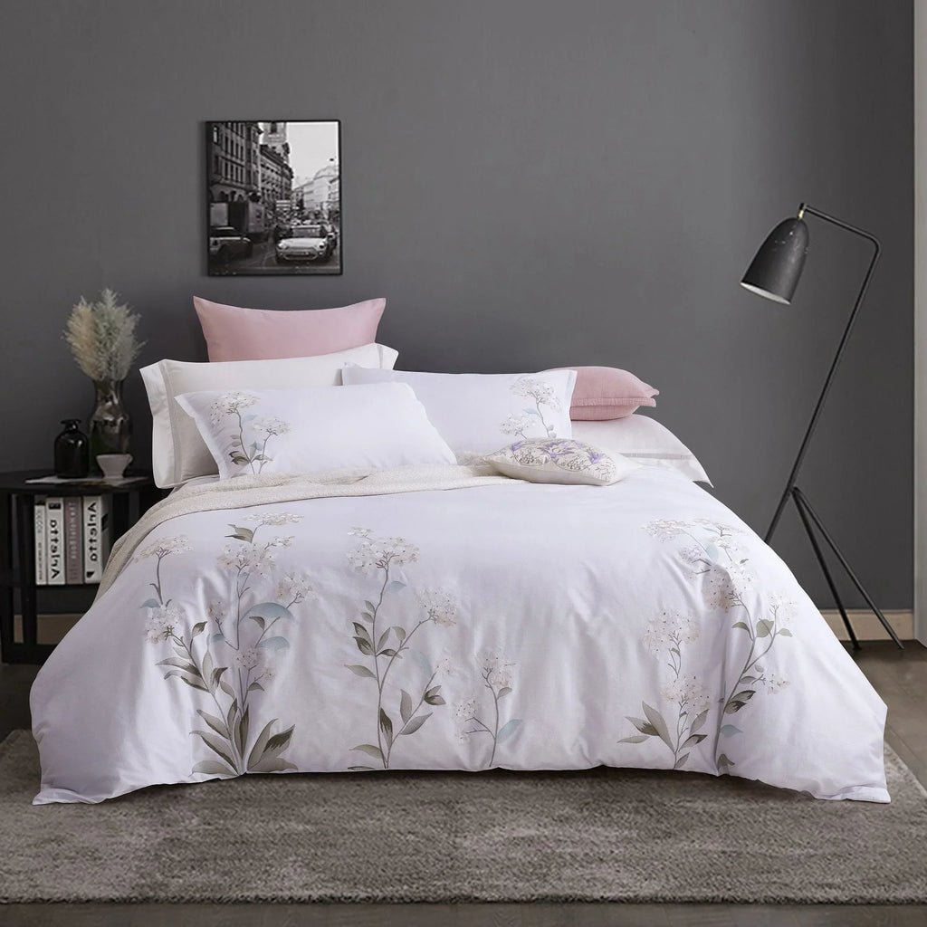 Hydrangea 100% Cotton Embroidered Duvet Cover Set Mélange Home