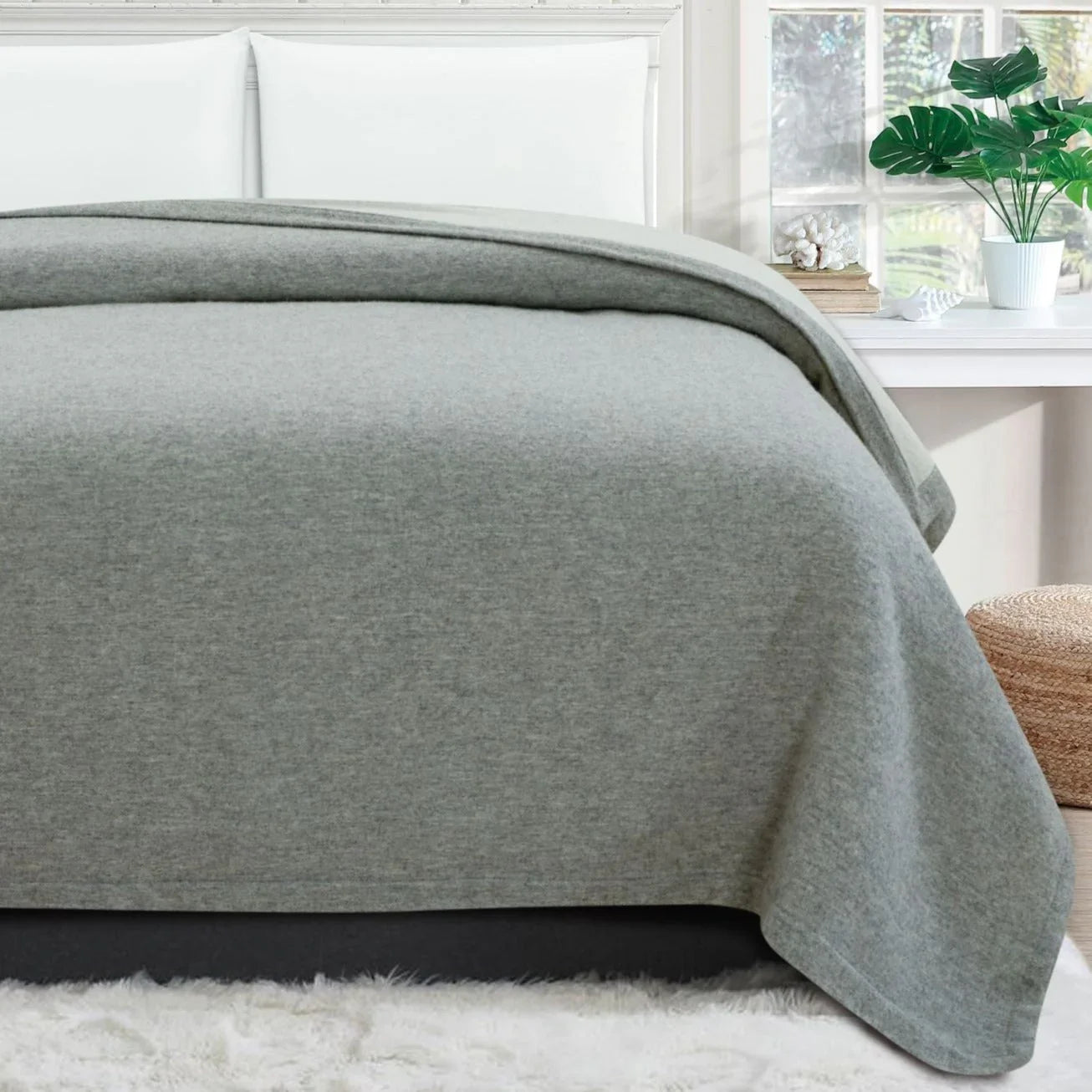 100% Merino Wool Reversible Blanket Mélange Home