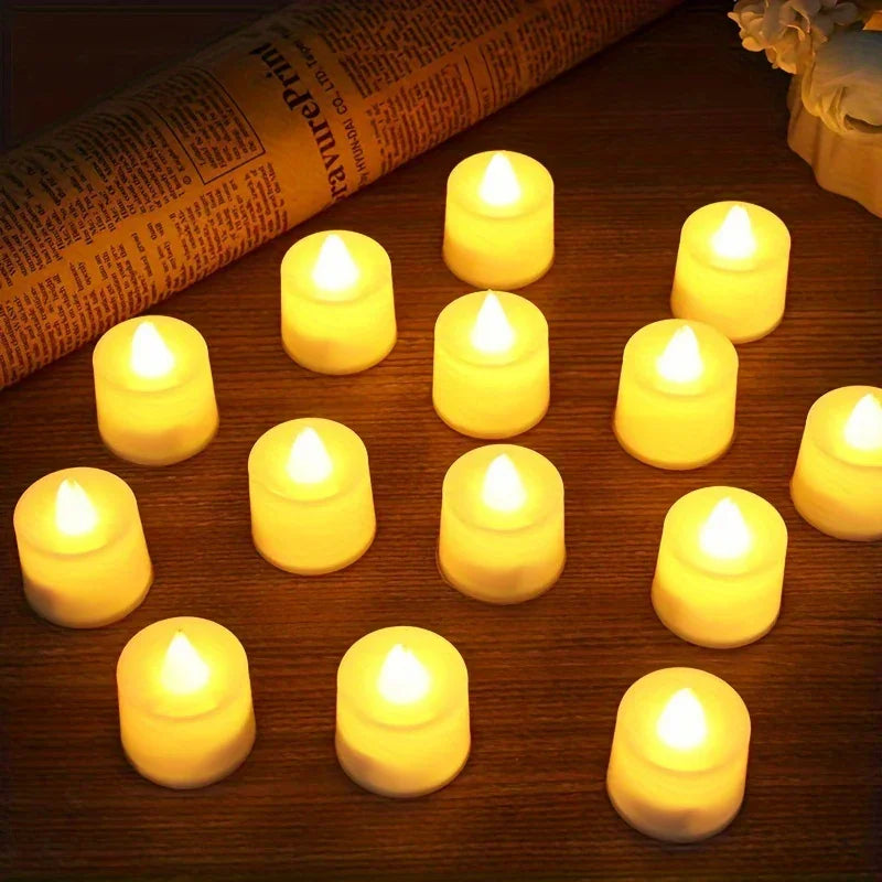24pcs Flameless LED Candle Lights - Perfect for Halloween & Christmas Decor, Party Ambiance Enhancements, White, Halloween Decorations, Perfect for Winter, New Year, Best for Christmas Ramadan Mubarak House Of Avana