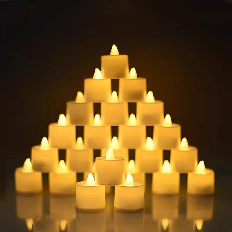 24pcs Flameless LED Candle Lights - Perfect for Halloween & Christmas Decor, Party Ambiance Enhancements, White, Halloween Decorations, Perfect for Winter, New Year, Best for Christmas Ramadan Mubarak House Of Avana