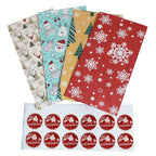 24pcs Set: 12 Assorted Gift Bags + 12 Red Sealing Stickers - DABONAS Christmas Snowflake and Reindeer Holiday Paper Goodie Bag with Decals, for Parties & Festive Celebrations, Holiday Gift Wrapping, Gift Bag Sealing, Holiday House Of Avana