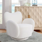 1pc 360° Swivel Plush Teddy Fabric Accent Chair, Sofas, Armchair, Swivel Chair- Heart-Shaped Back Rotating Lounge Chair with Removable Arms, Beige Reading Chair for Living Room Bedroom, Creamy White House Of Avana