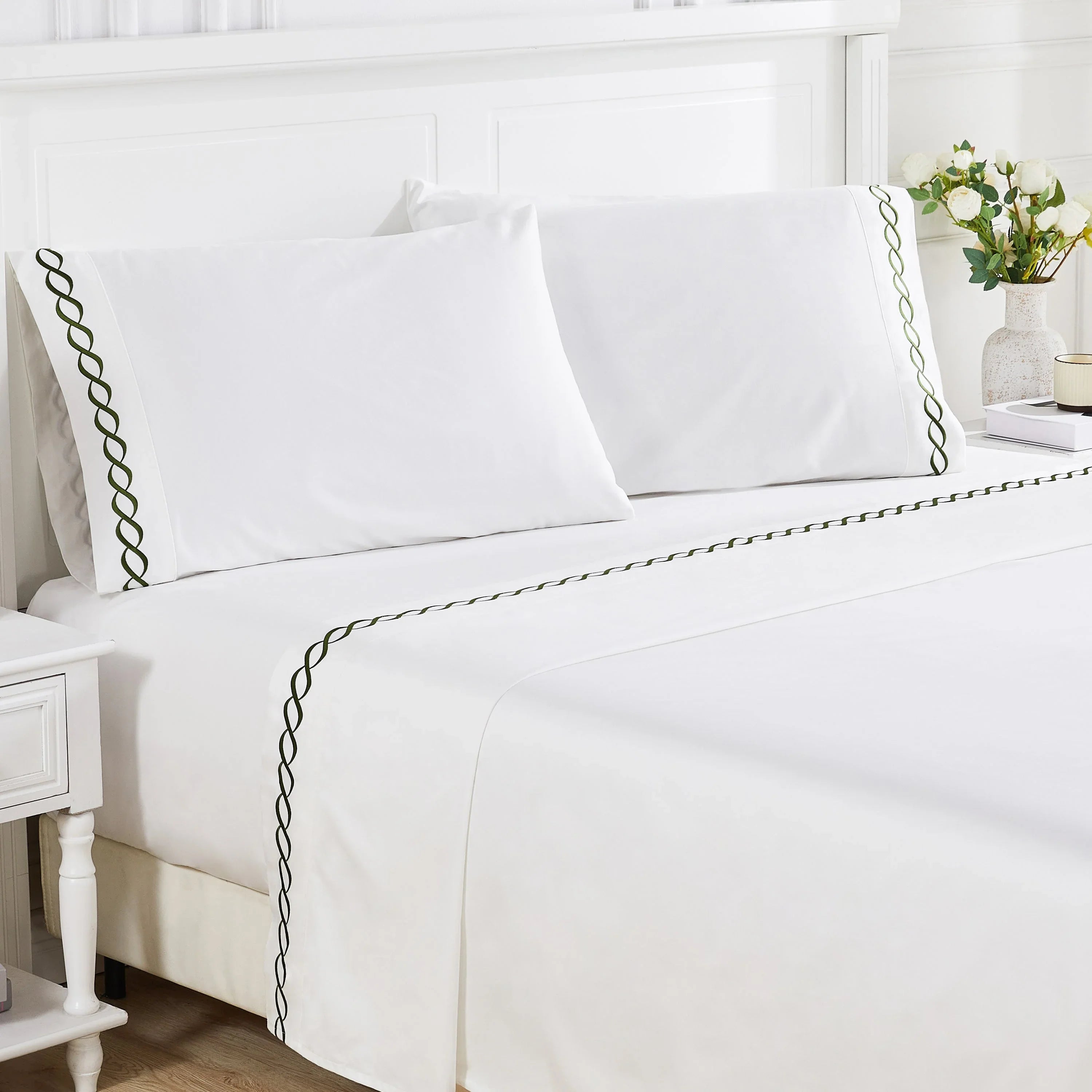 600 Thread Count Rope Embroidered Sheet Set Mélange Home