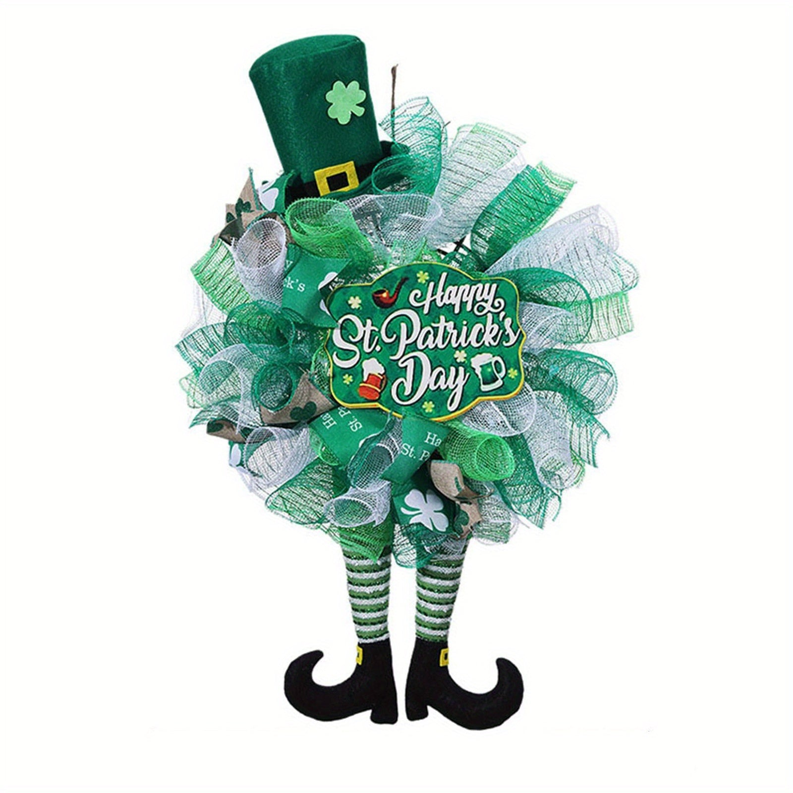 Wreath - Irish Green Mesh Ribbon