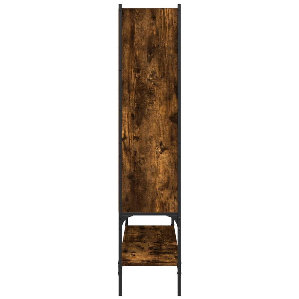 Bookcase Smoked Oak 102x30x141.5 cm Engineered Wood-for Living Room, Home Office, Dinning Room, Bookcase and Bookshelf for Living Room, Study, Office, Bedroom- Freestanding Shelving-Geometric Storage Organizer Bookcase with O House Of Avana