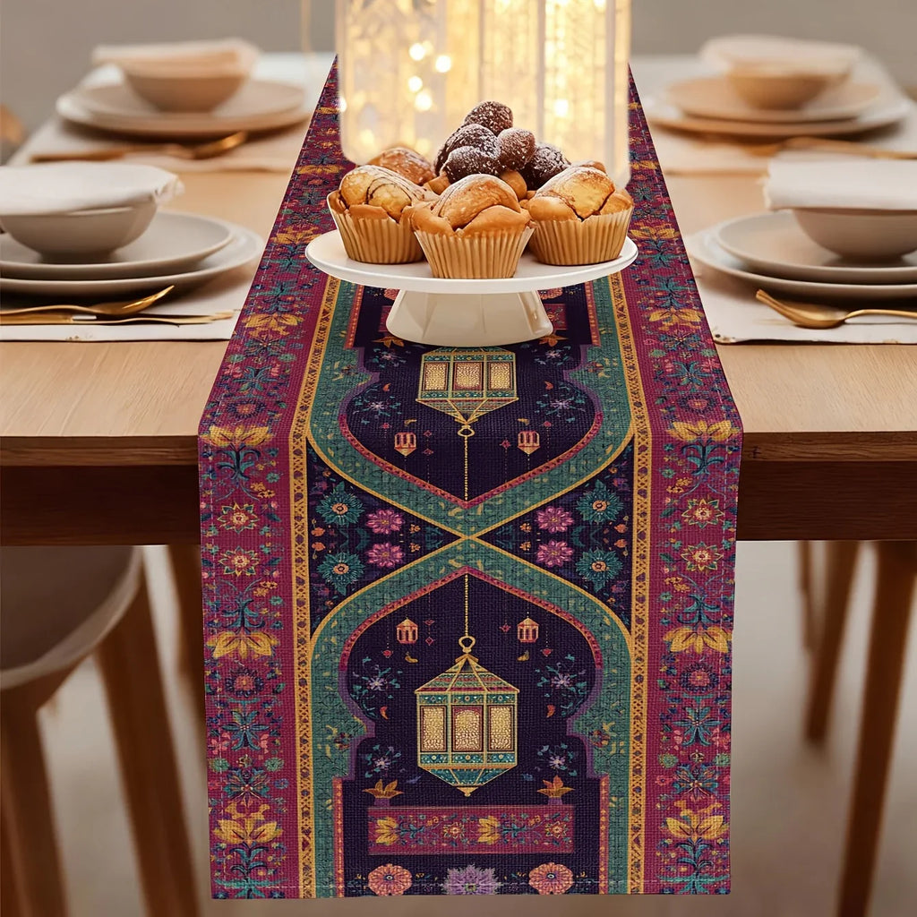 Table Runner - Vintage Polyester Ramadan Lantern