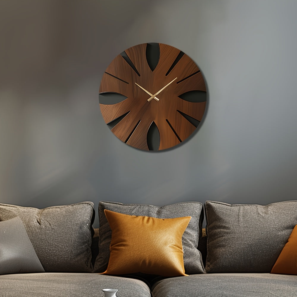Artistic Wooden Wall Clock - Silent, Non-Ticking, Unique Irregular Shape | Decorative MDF Home Decor for Living Room, Bedroom, Office House Of Avana