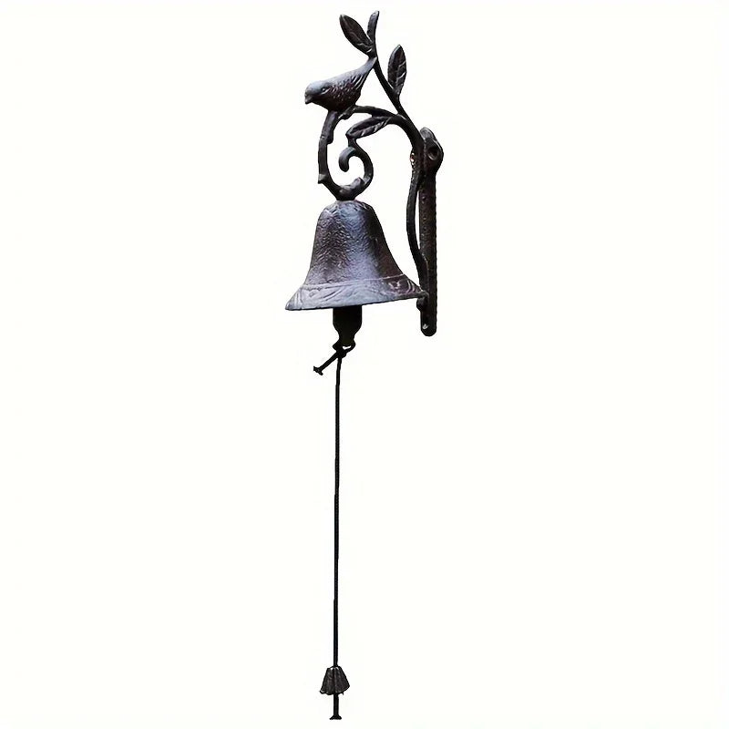 Cast Iron Door Bell, Antique Decorative Chime, Comfort Time Cast Iron Rooster Bell, Vintage Hand Bell, Forged Iron Garden Wall Decor, Beautiful Hanging Plaque - Metal Material - House Of Avana