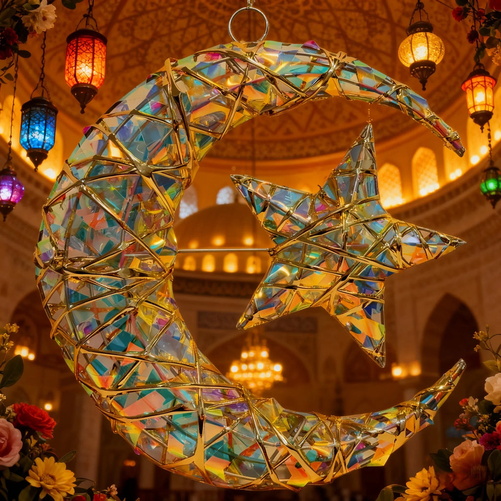 Sequined Pendant - 11.8-inch Star & Moon Luxury