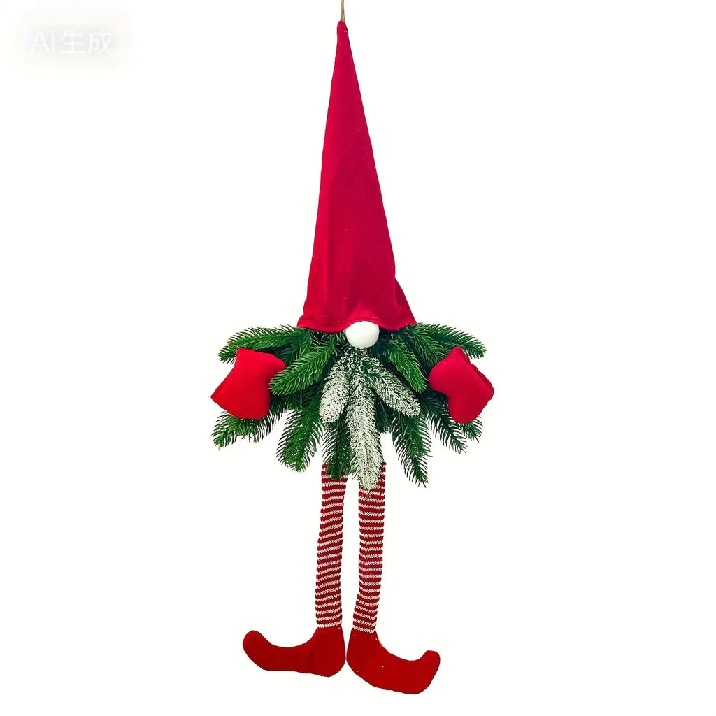 27-inch Artificial Evergreen Christmas Wreath with Festive Decor, top view - House Of Avana