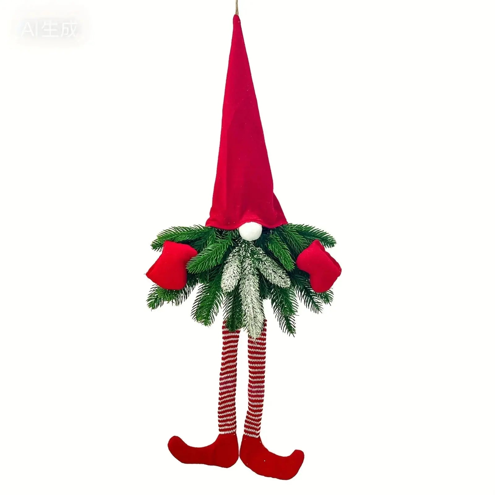 27-inch Artificial Evergreen Christmas Wreath with Festive Decor, top view - House Of Avana