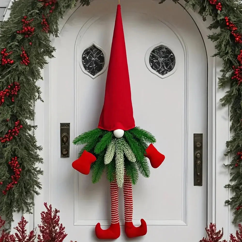 27-inch Artificial Evergreen Christmas Wreath with Festive Decor, front view - House Of Avana