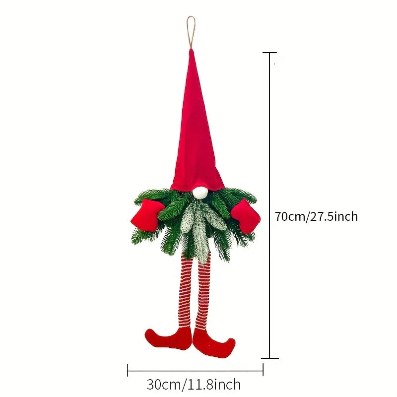 27-inch Artificial Evergreen Christmas Wreath with Festive Decor, side view - House Of Avana