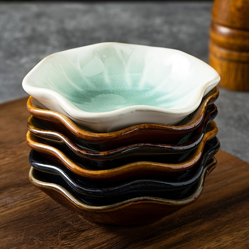 6pcs Kiln-Transformed Japanese Ceramic Sauce Dish, Flavor Dish, Vinegar Dish, Dipping Sauce Dish, Creative Glaze Underglaze Small Plate, Seasoning and Pickles Set House Of Avana