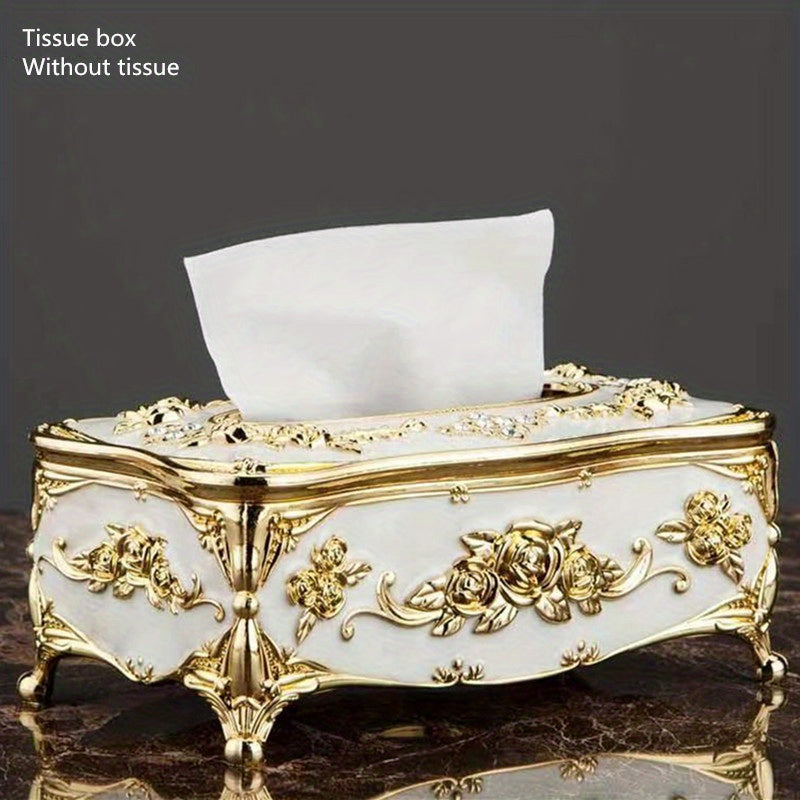 Tissue Box Holder - Metal Golden Silvery