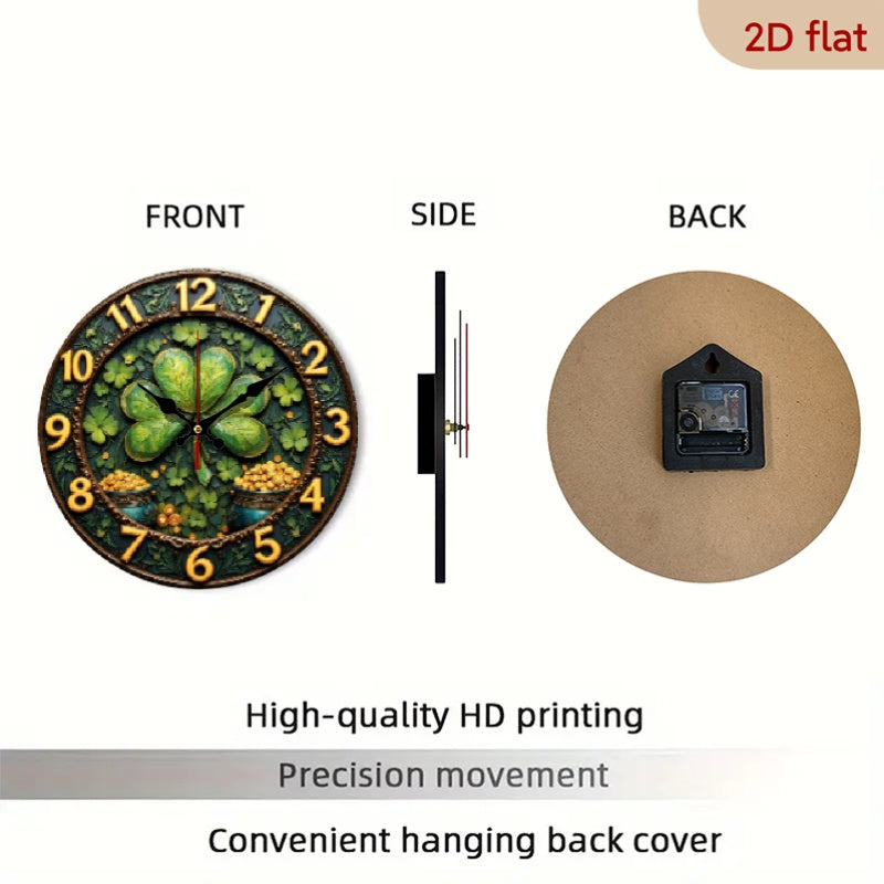 Wall Clock - Silent Wooden 10-Inch