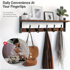 29 Inch Rustic Wooden Wall-Mounted Coat Rack with Hooks & Shelves - Heavy Duty Double Hooks for Entryway, Bathroom, Living Room, Bedroom, Hallway - Space-Saving Storage Organizer, Entryway Organizer|Rustic Wall Mount|Wooden C House Of Avana