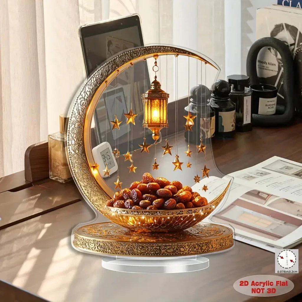 2d Flat - 2d Acrylic Crescent Moon and Star Tabletop Decor – Boho Style, Universal Holiday Collectible... - House Of Avana