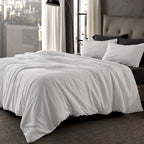 Stone Washed Duvet Cover Set - White