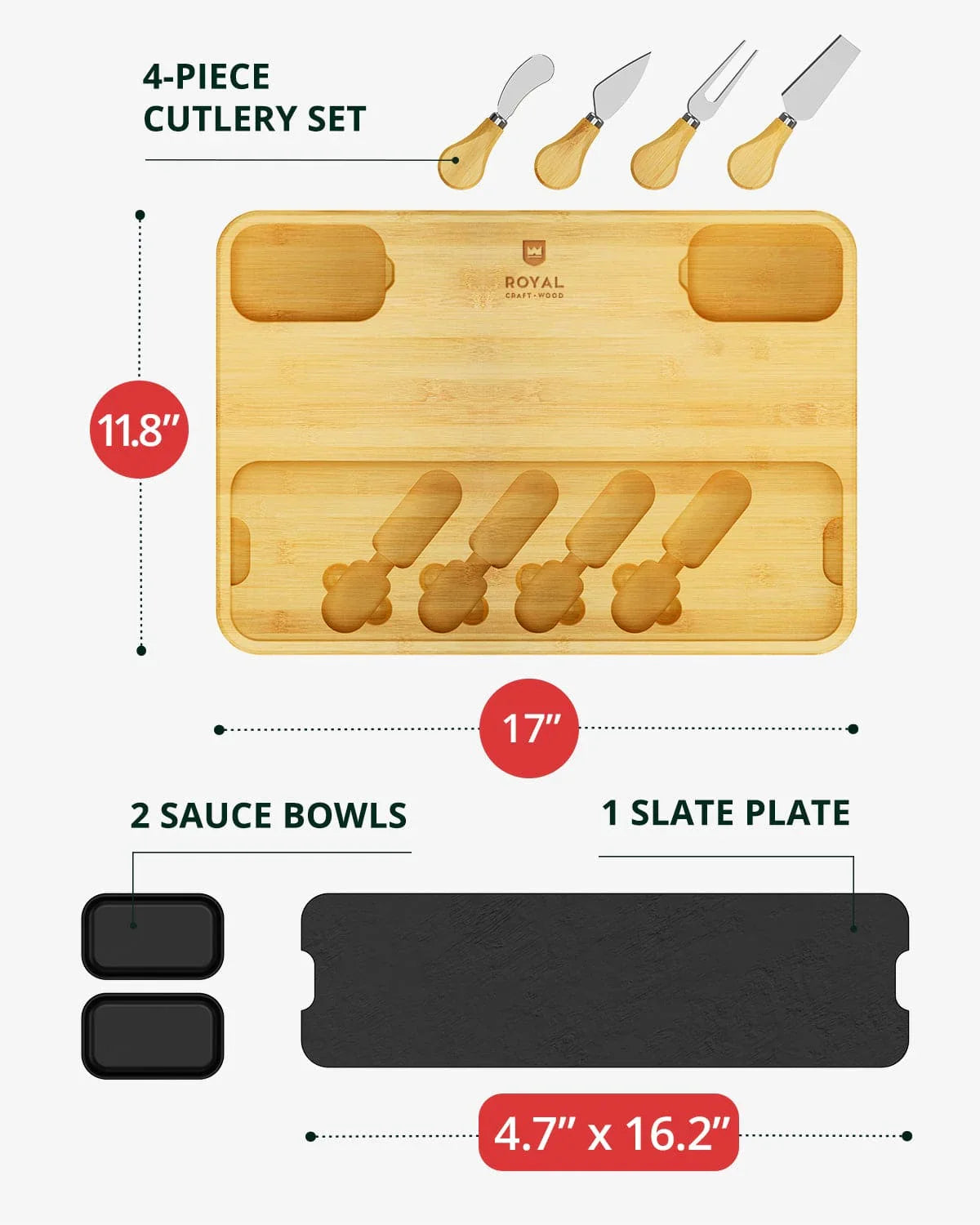 Cheese Board with Slate Plate Royal Craft Wood