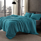 Stone Washed Duvet Cover Set - Teal