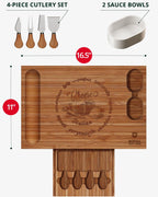 Cheese Board Set w/knives, 16.5“x11”, Brown Royal Craft Wood