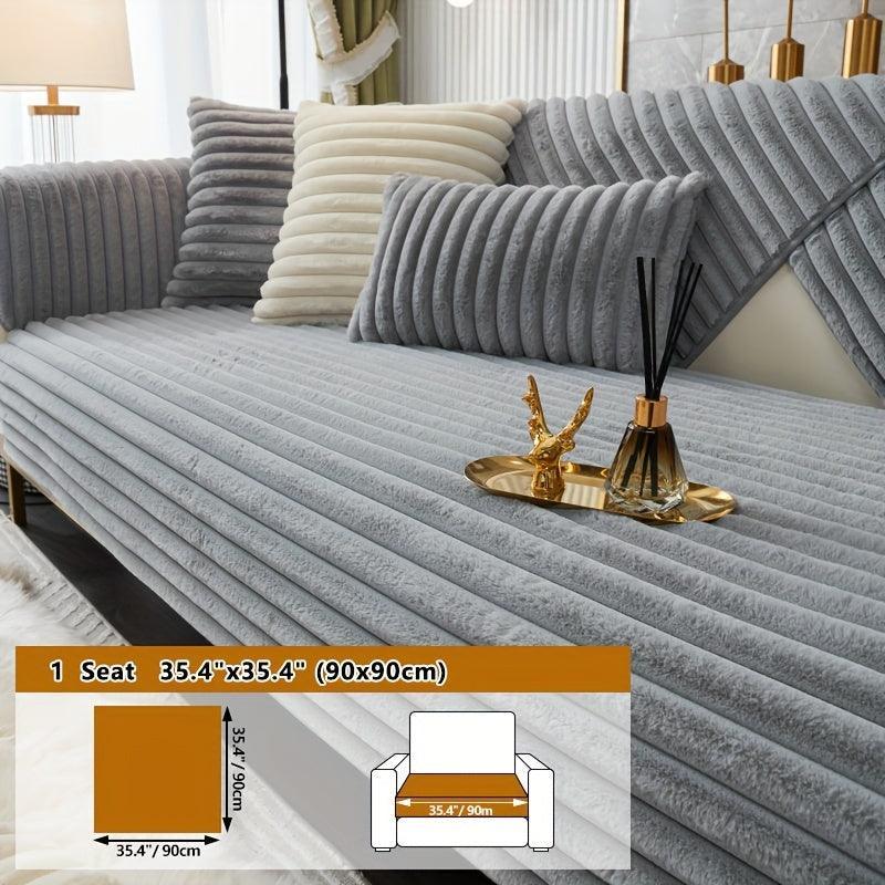 Luxurious Rabbit Fur Sofa Slipcover | Non-Slip Light Grey for dog use topspet