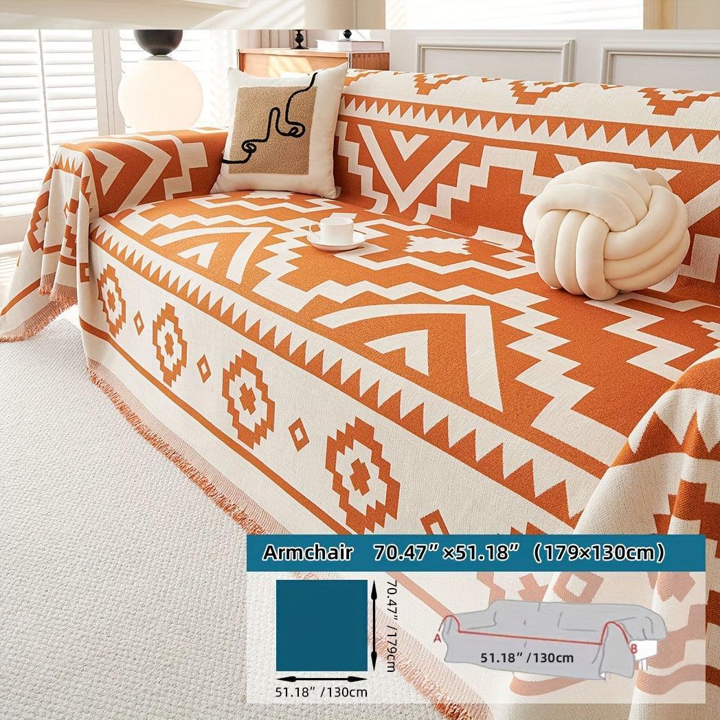 Boho-Chic All-Season Sofa Cover | Light Gray & Pet Proof Couch Cover topspet