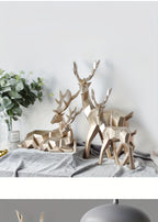 Modern Minimalist Resin Deer & Reindeer Sculpture - & Golden Abstract Animal Figurine, Elegant Home Decor for Living Room, Bedroom, Office, Christmas, Indoor Decoration, Scandinavian Style, Decorative Figurine, Office Decorat House Of Avana