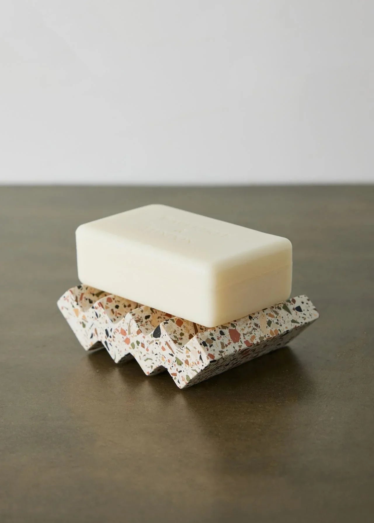 Zig-Zag Neutral Terrazzo Soap Dish Kanju Interiors
