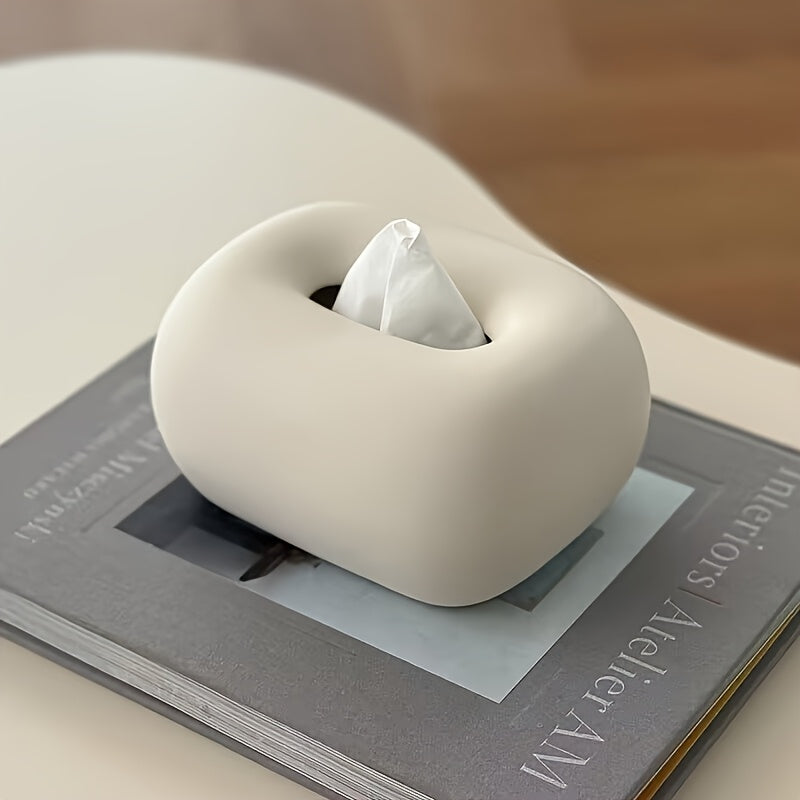 1pc Modern Minimalist Ceramic Tissue Box Holder - Sleek White Oval Design with Soft Interior, Stylish Home Decor for Living Room, Dining Table & Coffee Table Storage, Minimalist Home Decor House Of Avana