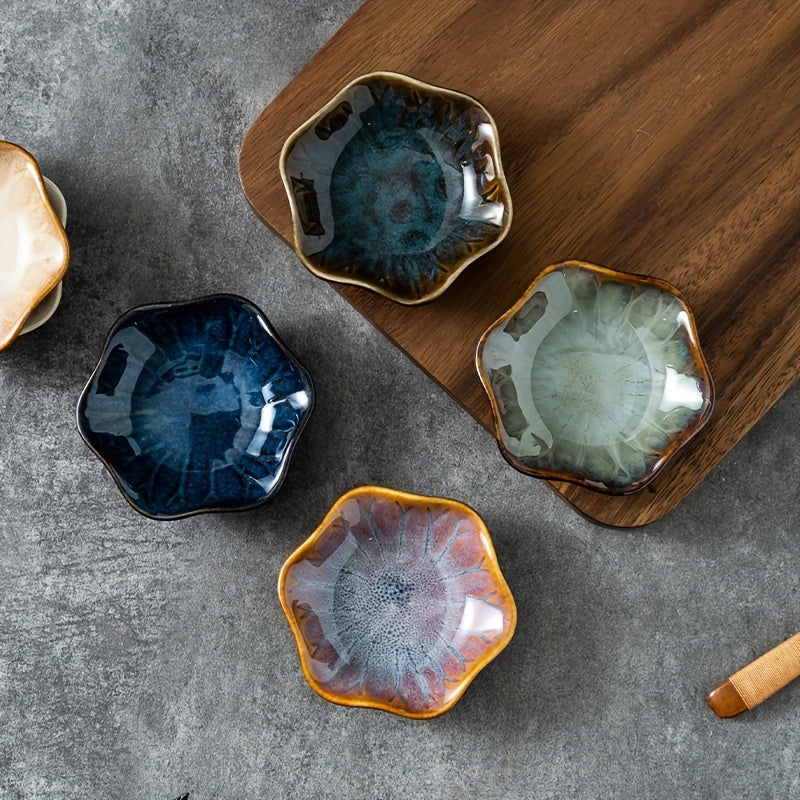 6pcs Kiln-Transformed Japanese Ceramic Sauce Dish, Flavor Dish, Vinegar Dish, Dipping Sauce Dish, Creative Glaze Underglaze Small Plate, Seasoning and Pickles Set House Of Avana