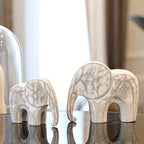 Vintage White Elephant Figurines - Wooden Travel Theme Decorative Statues for Various Room Types, Indoor Use, No Electricity Required House Of Avana