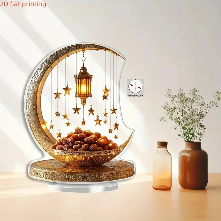 2d Flat - 2d Acrylic Crescent Moon and Star Tabletop Decor – Boho Style, Universal Holiday Collectible... - House Of Avana