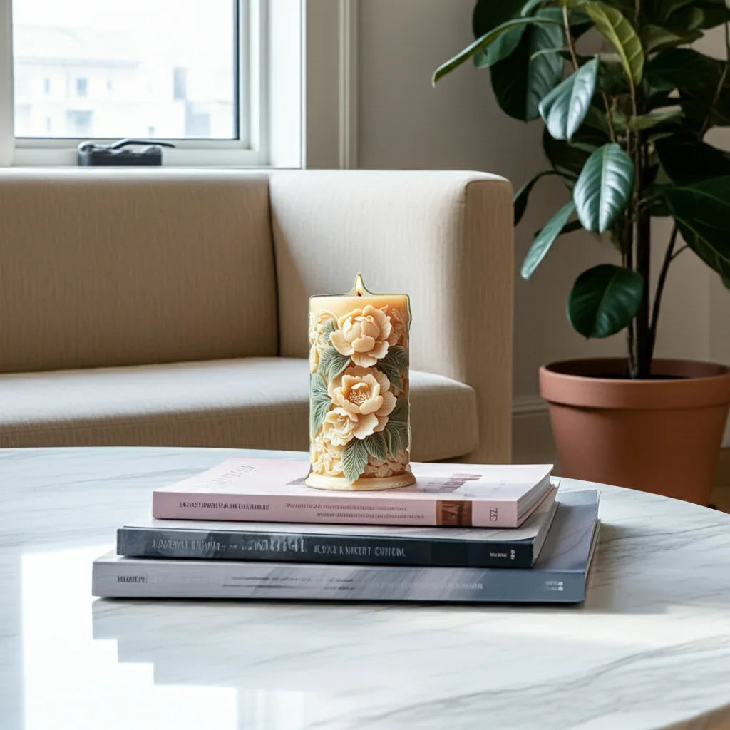 2D Flat, 1pc 2D Flat Rotating Acrylic Tabletop Sign - Detailed Cross with Intricate Carvings & Realistic Gray Candle Design, 360° Spinning Base, No Electricity Needed, Multi-Purpose Holiday Home Church Office Decor, Religiou House Of Avana