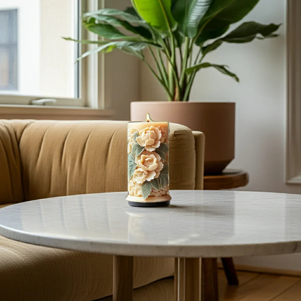 2D Flat, 1pc 2D Flat Rotating Acrylic Tabletop Sign - Detailed Cross with Intricate Carvings & Realistic Gray Candle Design, 360° Spinning Base, No Electricity Needed, Multi-Purpose Holiday Home Church Office Decor, Religiou House Of Avana