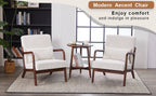 Mid-Century Modern Accent Chair, Arm Chair Living Room Chairs with Pillow Upholstered Reading Chair with Solid Wood Frame & Living Room Bedroom Balcony (beige) Streamdale Furniture
