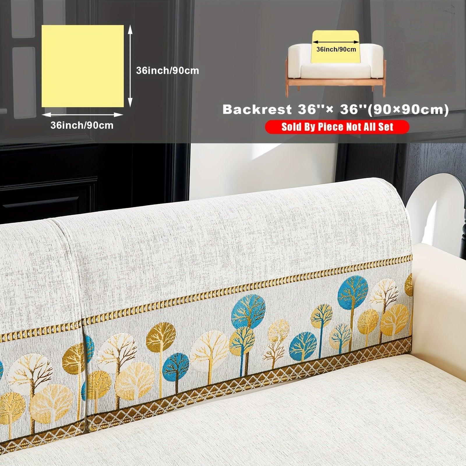Pet Proof Couch Cover - Boho Chenille Sofa Cover with Tree Embroidery topspet